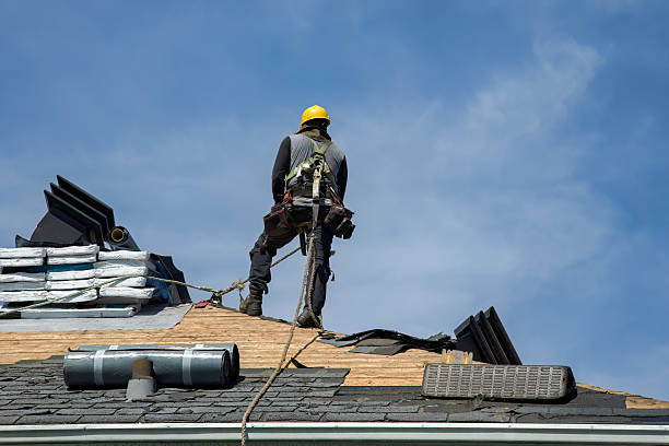 Professional Gutter Installation technician working in Delong, IN